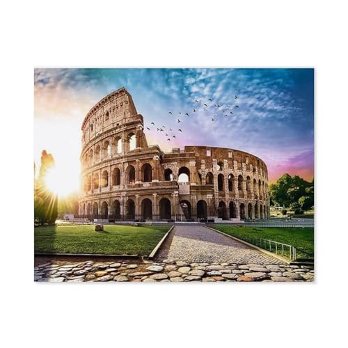 Sun-Drenched Colosseum Italien, Rom，Puzzle 1000 Teile Holz Puzzle Geeignet Für Erwachsene Kinder Familien Stressabbau Puzzlespiele（75x50cm）-D57 von GSBRSNTS