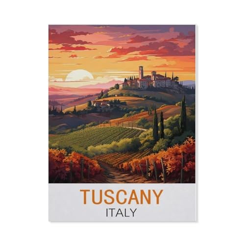 Toskana, Italien Vintage-Reiseposter，Puzzles 1000 Teile für Erwachsene, Klassische Puzzle Kinder Puzzle Herausfordernde Und Schwierige Rätsel für Erwachsene Und Jugendliche（50x70cm）-H87 von GSBRSNTS