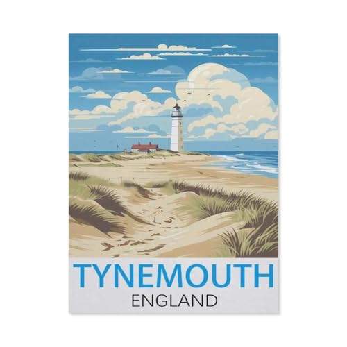 Tynemouth, England Vintage-Reiseposter，Puzzle 1000 Teile Holz Puzzle Geeignet Für Erwachsene Kinder Familien Stressabbau Puzzlespiele（75x50cm）-I71 von GSBRSNTS