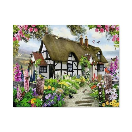 Verträumtes Cottage，Puzzle 1000 Teile Holz Puzzle Geeignet Für Erwachsene Kinder Familien Stressabbau Puzzlespiele（75x50cm）-A65 von GSBRSNTS