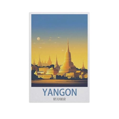 Yangon, Myanmar，Puzzle 1000 Teile Holz Puzzle Geeignet Für Erwachsene Kinder Familien Stressabbau Puzzlespiele（75x50cm）-AJ84 von GSBRSNTS