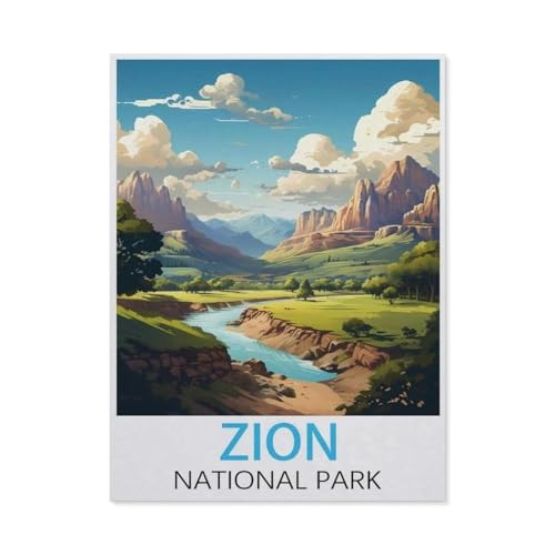 Zion-Nationalpark Vintage-Reiseposter，Puzzles 1000 Teile für Erwachsene, Klassische Puzzle Jungen Mädchen Puzzle für Kinder Teenager Lernspiel Spielzeug（75x50cm）-N2 von GSBRSNTS