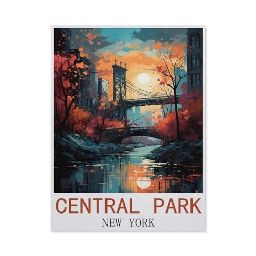 klassisches Puzzle 1000 Stück，Central Park New York Vintage-Reiseplakat，Einzigartige Heimdekorationen Und Geschenke（75x50cm）-N43 von GSBRSNTS