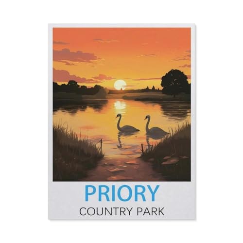 klassisches Puzzle 1000 Stück，Priory Country Park Vintage-Reiseposter，Einzigartige Heimdekorationen Und Geschenke（75x50cm）-L21 von GSBRSNTS