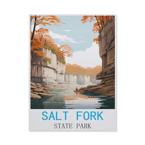 klassisches Puzzle 1000 Stück，Salt-Fork-State-Park Vintage-Reiseposter，Einzigartige Heimdekorationen Und Geschenke（38x26cm）-M67 von GSBRSNTS