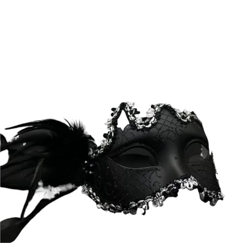 Feder Blume Spitze Maske Frauen Prinzessin Maskerade Maske Halbe Gesicht Halloween(Black) von GSCLZ