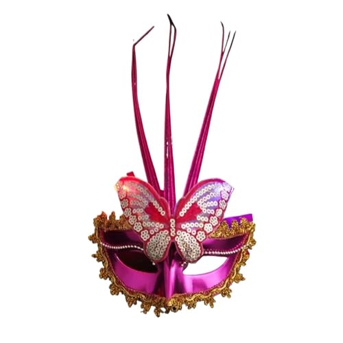 GSCLZ Feder Schmetterling Maske Frauen Mädchen Mard Gras Maskerade Masken Party Hochzeit Festival Kostüm(Rose red) von GSCLZ