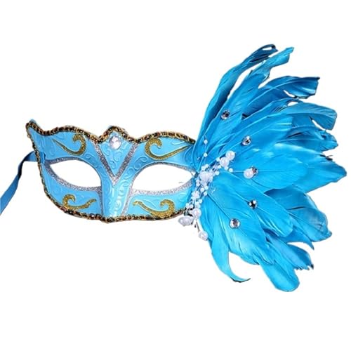 GSCLZ Maskerade-Federmaske for Frauen, mehrfarbig, Prinzessinnenmaske, Halloween-Federmasken(Blue) von GSCLZ