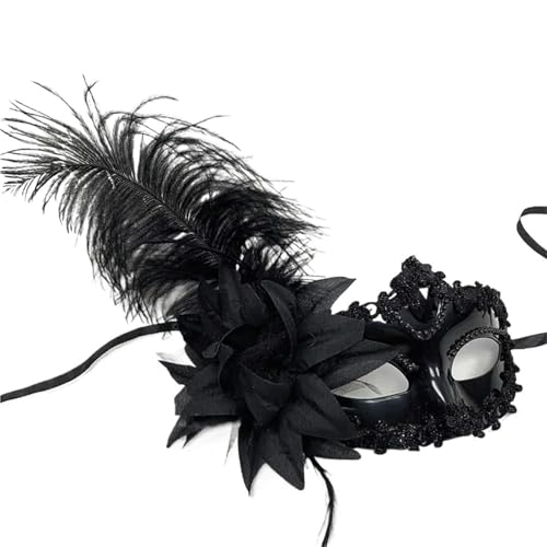 GSCLZ Party Maske Feder Spitze Maske Maskerade Halloween Auge Masque Nachtclub Maske Gesicht(Black) von GSCLZ