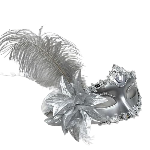 GSCLZ Party Maske Feder Spitze Maske Maskerade Halloween Auge Masque Nachtclub Maske Gesicht(GRAY) von GSCLZ