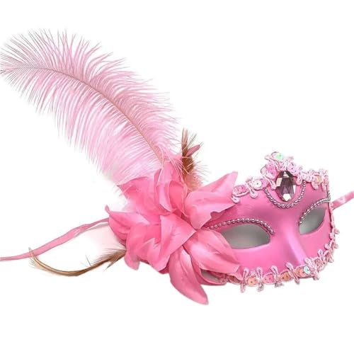 GSCLZ Party Maske Feder Spitze Maske Maskerade Halloween Auge Masque Nachtclub Maske Gesicht(Pink) von GSCLZ