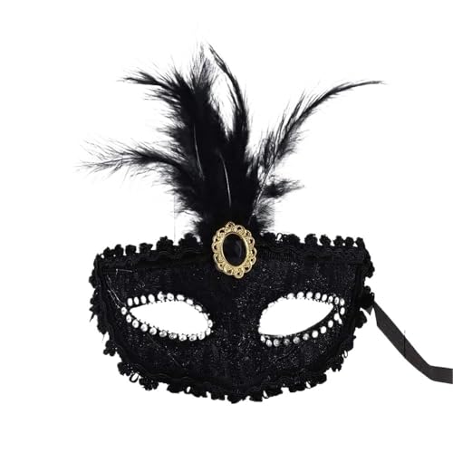 GSCLZ Party Maske Frau Maskerade Pfauenfedern Halbe Gesichtsmaske Cosplay Kostüm Maske(Black) von GSCLZ