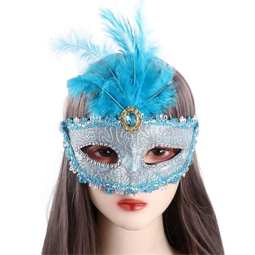 GSCLZ Party Maske Frau Maskerade Pfauenfedern Halbe Gesichtsmaske Cosplay Kostüm Maske(Blue) von GSCLZ
