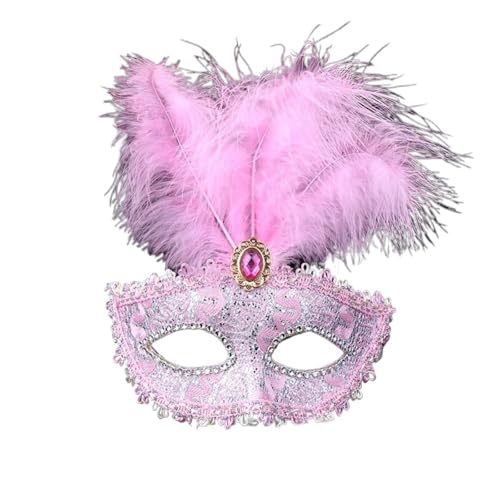 GSCLZ Party Maske Frau Maskerade Pfauenfedern Halbe Gesichtsmaske Cosplay Kostüm Maske(Pink) von GSCLZ