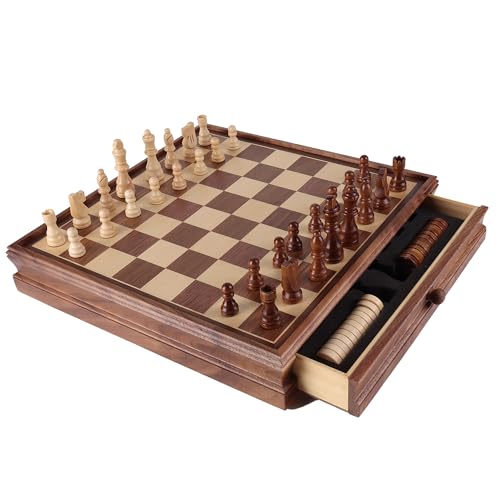 15-Zoll-großes Schach- und Schachbrett-Kombinationsset mit Aufbewahrungsbox von GSE Games & Sports Expert