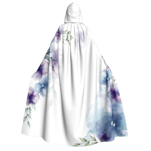 GSGCSBYMLG Blaue, violette Blumen und grüne Blätter, bedruckter Kapuzenumhang für Erwachsene, Unisex, langer Umhang für Halloween, Weihnachten GSGCSBYMLG Blaue, violette Blumen und grüne Blätter, bedruckter Kapuzenumhang für Erwachsene, Unisex, langer Umhang für Halloween, Weihnachten von GSGCSBYMLG