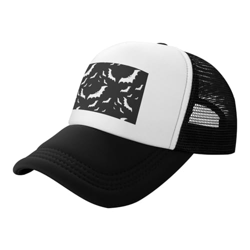 GSGCSBYMLG Halloween Fliegende Fledermäuse bedruckte Trucker-Hüte Netz-Baseballkappe Kopfbedeckung GSGCSBYMLG Halloween Fliegende Fledermäuse bedruckte Trucker-Hüte Netz-Baseballkappe Kopfbedeckung von GSGCSBYMLG