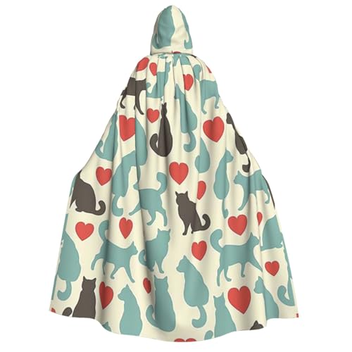 GSGCSBYMLG Happy Walking Kitty bedruckter Kapuzenumhang für Erwachsene, Unisex, langer Umhang von GSGCSBYMLG