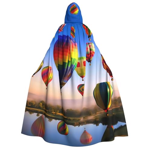 GSGCSBYMLG Kapuzenumhang mit Heißluftballons bedruckt, Unisex, für Erwachsene, langer Umhang von GSGCSBYMLG