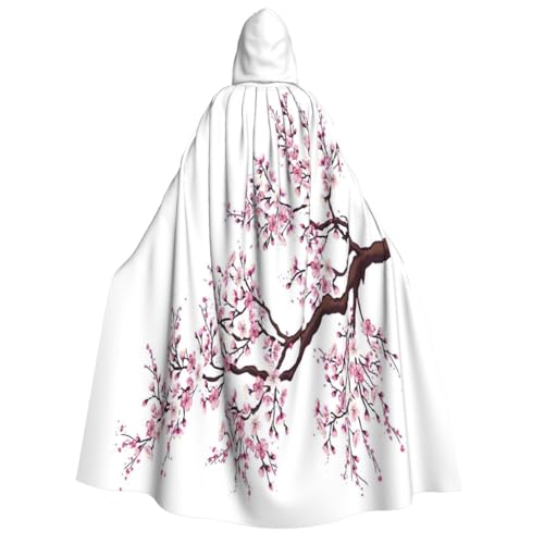 GSGCSBYMLG Kapuzenumhang mit Kirschblütenbaum-Aufdruck, Unisex, für Erwachsene, langer Umhang von GSGCSBYMLG