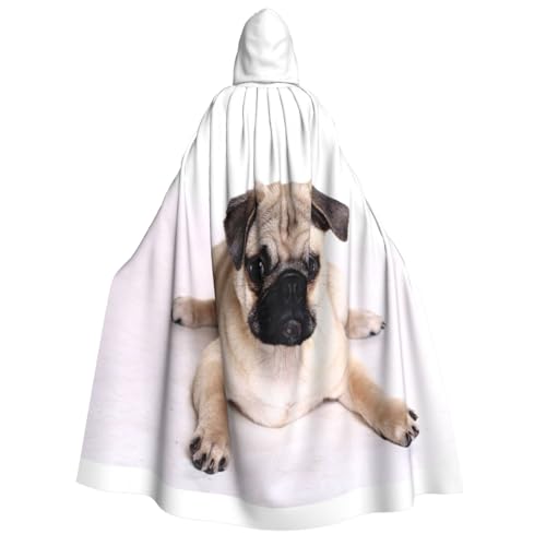 GSGCSBYMLG Kapuzenumhang mit Mops-Motiv, Unisex, für Erwachsene, langer Umhang von GSGCSBYMLG