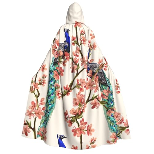 GSGCSBYMLG Kapuzenumhang mit Pfauenmotiv, Unisex, für Erwachsene, langer Umhang von GSGCSBYMLG