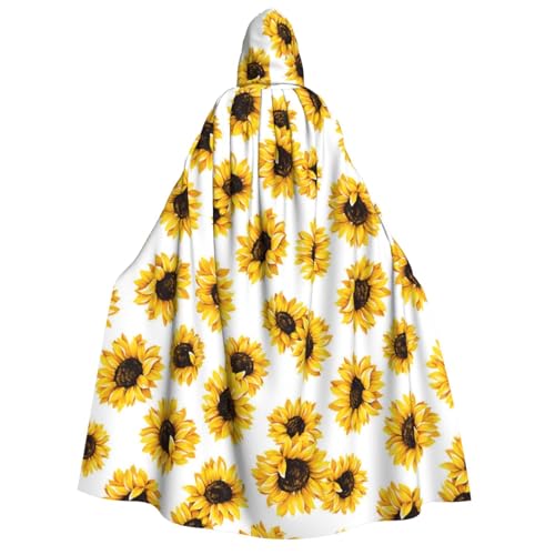 GSGCSBYMLG Kapuzenumhang mit Sonnenblumen-Aufdruck, Unisex, für Erwachsene, langer Umhang von GSGCSBYMLG