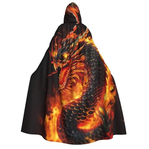GSGCSBYMLG Kapuzenumhang mit chinesischem Drachen-Motiv, Unisex, für Erwachsene, langer Umhang von GSGCSBYMLG