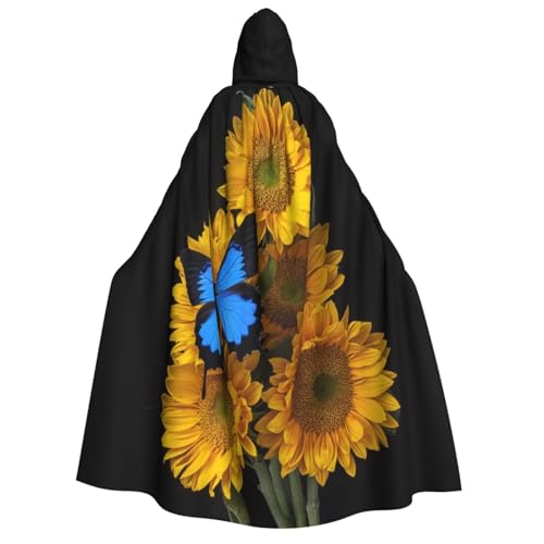 GSGCSBYMLG Kapuzenumhang mit gelben Sonnenblumen mit blauen Schmetterlingen, Unisex, für Erwachsene, langer Umhang GSGCSBYMLG Kapuzenumhang mit gelben Sonnenblumen mit blauen Schmetterlingen, Unisex, für Erwachsene, langer Umhang von GSGCSBYMLG