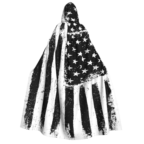 GSGCSBYMLG Schwarzer und weißer Umhang mit amerikanischer Flagge, mit Kapuze, Unisex, für Erwachsene, langer Umhang GSGCSBYMLG Schwarzer und weißer Umhang mit amerikanischer Flagge, mit Kapuze, Unisex, für Erwachsene, langer Umhang von GSGCSBYMLG
