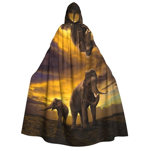 GSGCSBYMLG Sonnenuntergang Eltern-Kind-Elefanten-Aufdruck, Erwachsenen-Kapuzenumhang, Unisex, langer Umhang GSGCSBYMLG Sonnenuntergang Eltern-Kind-Elefanten-Aufdruck, Erwachsenen-Kapuzenumhang, Unisex, langer Umhang von GSGCSBYMLG