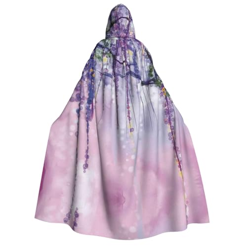 GSGCSBYMLG Umhang mit Kapuze für Erwachsene, Glyzinien-Blumen mit verträumten Farben, Unisex, langer Umhang von GSGCSBYMLG
