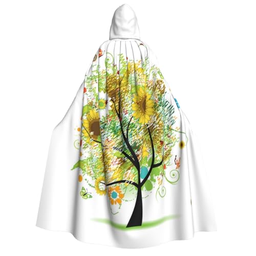 GSGCSBYMLG Umhang mit Kapuze für Erwachsene, Motiv: Baum mit Gänseblümchen, Sonnenblumen, Schmetterlingen, Marienkäfern, Insekten, bedruckt, langer Umhang für Erwachsene, Unisex GSGCSBYMLG Umhang mit Kapuze für Erwachsene, Motiv: Baum mit Gänseblümchen, Sonnenblumen, Schmetterlingen, Marienkäfern, Insekten, bedruckt, langer Umhang für Erwachsene, Unisex von GSGCSBYMLG