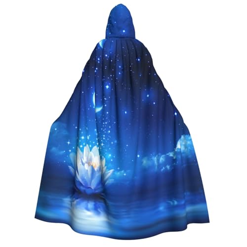 GSGCSBYMLG Umhang mit Kapuze für Erwachsene, Motiv: Blume und Mond, Sternennacht, bedruckt, Unisex, langer Umhang von GSGCSBYMLG