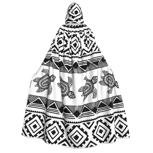 GSGCSBYMLG Umhang mit Kapuze für Erwachsene, ethnische Schildkröte, gestreift, bedruckt, Unisex, langer Umhang von GSGCSBYMLG