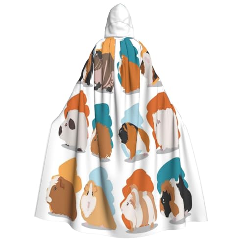 GSGCSBYMLG Umhang mit Meerschweinchen-Illustration, bedruckt, für Erwachsene, mit Kapuze, Unisex, langer Umhang von GSGCSBYMLG