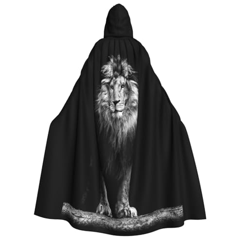 GSGCSBYMLG Wunderschöner Kapuzenumhang mit Löwen-Aufdruck, Unisex, für Erwachsene, langer Umhang von GSGCSBYMLG