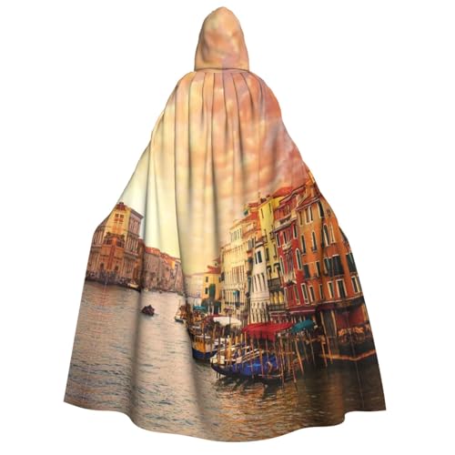 GSGCSBYMLG Wunderschöner Venedig Kanalblick bedruckter Kapuzenumhang für Erwachsene, Unisex, langer Umhang von GSGCSBYMLG