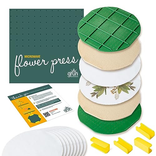 GSM Brands Mikrowellen-Blumenpress-Set zum Trocknen von Blättern, Pflanzen und Blumen (25,4 cm rund) von GSM Brands