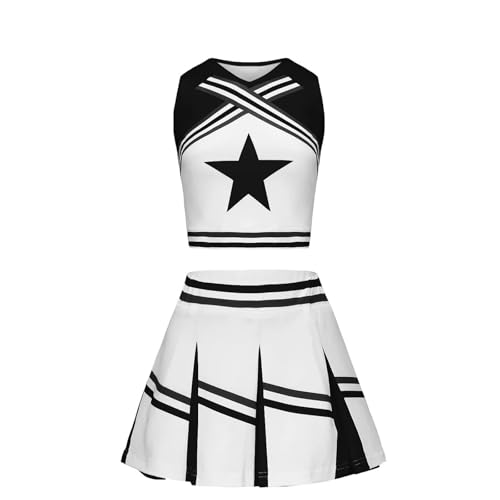 GSXLZ Cheerleader Kostüm Damen Für Erwachsene Cheerleading-Kostüm for Damen und Mädchen, rot, for den Wettbewerb, Cheerleader, Schulteam, Uniform, Klassenanzug for Kinder, Tanzkostüme(Black,M) von GSXLZ