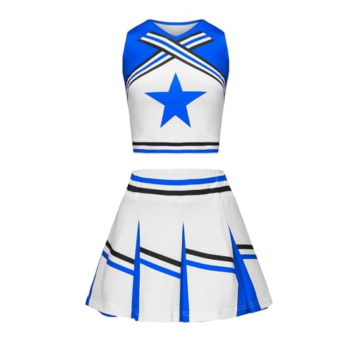 GSXLZ Cheerleader Kostüm Damen Für Erwachsene Cheerleading-Kostüm for Damen und Mädchen, rot, for den Wettbewerb, Cheerleader, Schulteam, Uniform, Klassenanzug for Kinder, Tanzkostüme(Blue,XL) von GSXLZ