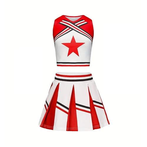 GSXLZ Cheerleader Kostüm Damen Für Erwachsene Cheerleading-Kostüm for Damen und Mädchen, rot, for den Wettbewerb, Cheerleader, Schulteam, Uniform, Klassenanzug for Kinder, Tanzkostüme(Red,S) von GSXLZ