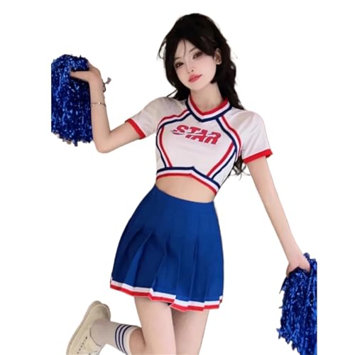 GSXLZ Cheerleader Kostüm Damen Für Erwachsene Cheerleading-Uniformen Cheerleading-Studententeam-Sportleistungskostüme(Blue 1,XL) von GSXLZ