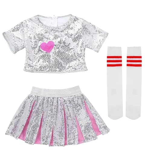 GSXLZ Cheerleader Kostüm Damen Für Erwachsene Flicker Pailletten Kurzarm Rosa Frauen Cheerleading Kostüm Mädchen Jazz Dance Hip Hop Cheerleader Uniform Wettbewerb Leistung(145-155CM 35-42KG) von GSXLZ