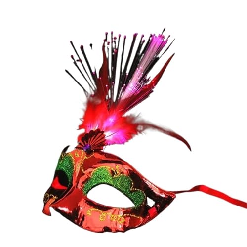 GSXLZ Federmaske 10 stücke Feder Maskerade Maske Kostüme Party Kostüm(Red) von GSXLZ