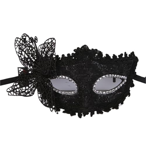 GSXLZ Federmaske Feder Augenmaske Maskerade Prinzessin Halbgesichtsmaske Schutz Spitze Applikation(Black) von GSXLZ