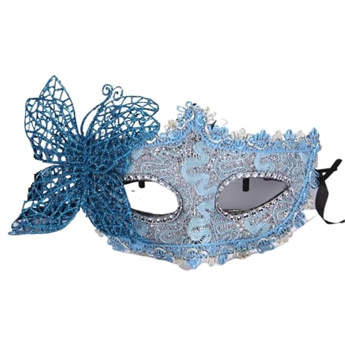 GSXLZ Federmaske Feder Augenmaske Maskerade Prinzessin Halbgesichtsmaske Schutz Spitze Applikation(Blue) von GSXLZ