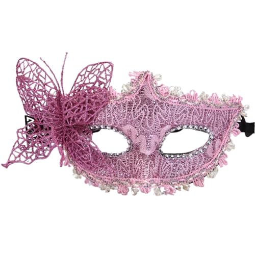 GSXLZ Federmaske Feder Augenmaske Maskerade Prinzessin Halbgesichtsmaske Schutz Spitze Applikation(Pink) von GSXLZ