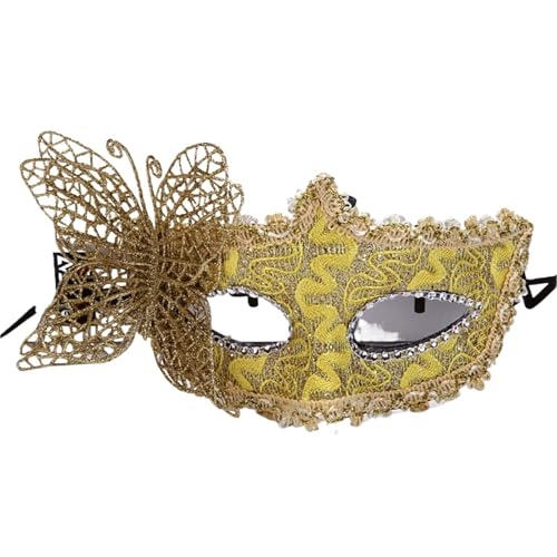 GSXLZ Federmaske Feder Augenmaske Maskerade Prinzessin Halbgesichtsmaske Schutz Spitze Applikation(Yellow) von GSXLZ