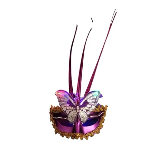 GSXLZ Federmaske Feder Schmetterling Maske Frauen Mädchen Mard Gras Maskerade Masken Party Hochzeit Festival Kostüm(Purple) von GSXLZ